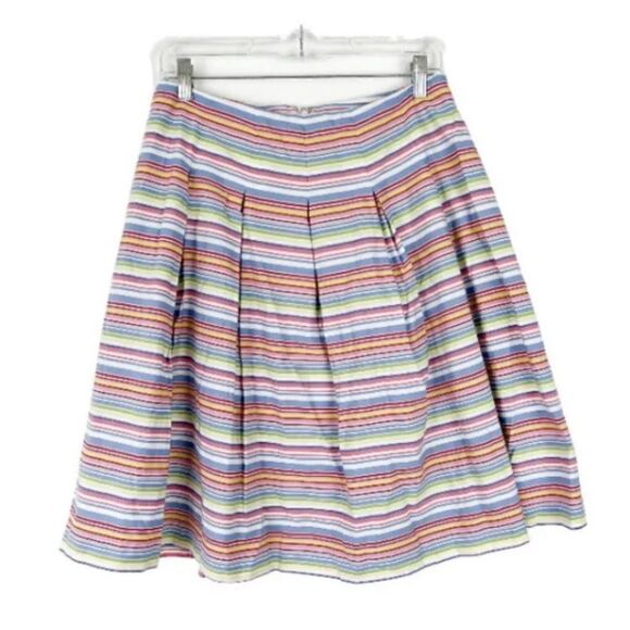 Talbots Rainbow Striped Pleated ALine Skirt Multicolor Size 10 Petite EUC Preppy - Picture 2 of 5
